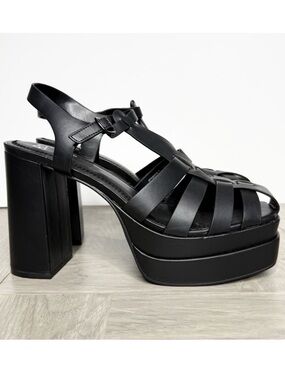 BP Amaya Black Platform Heel Sandal 9M